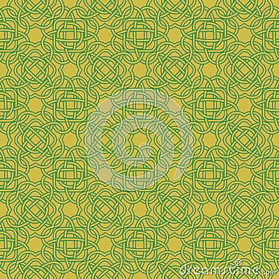 Clover seamless pattern in Celtic Style. St. Patrick`s Day endle Vector Illustration