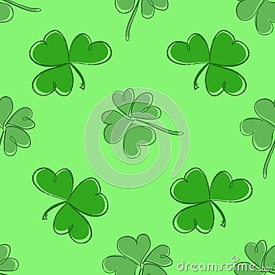 Clover seamless pattern. Clover pattern with three and four leaf Vector Illustration