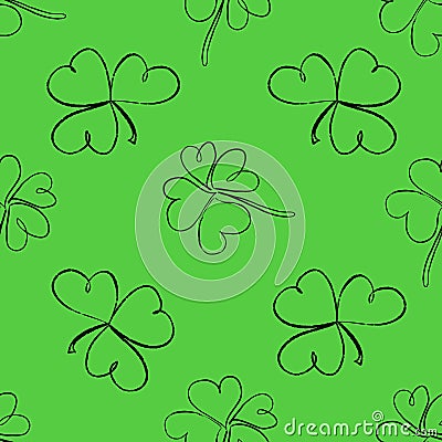 Clover seamless pattern. Clover pattern with three and four leaf Vector Illustration