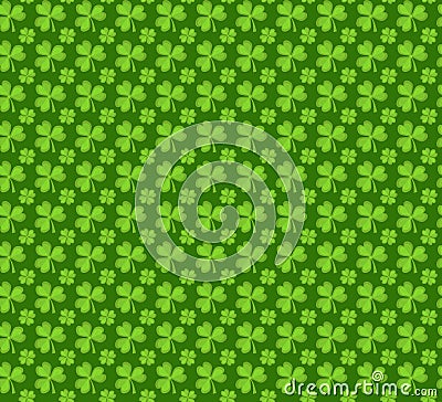 Clover seamless pattern. St. Patricks Day endless repeated backdrop, texture, wallpaper. Luck symbol . Vector Vector Illustration