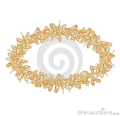 Clover seeds oval frame yellow Cartoon Illustration