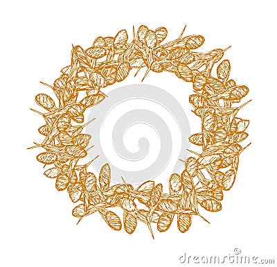 Clover seeds round frame yellow Cartoon Illustration