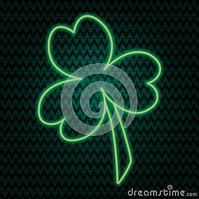 Clover. Trefoil. Neon glow. The white clover leaf is the symbol of Ireland. Colored vector illustration. Isolated background. Vector Illustration