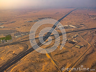 Cloverleaf highway in the desert Stock Photo