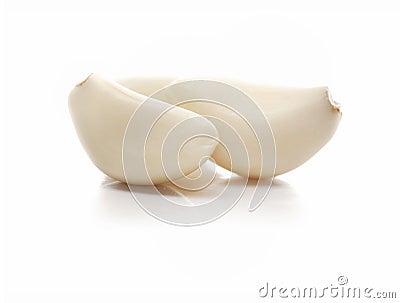 Cloves of Peeled Garlic Isolted on White Stock Photo