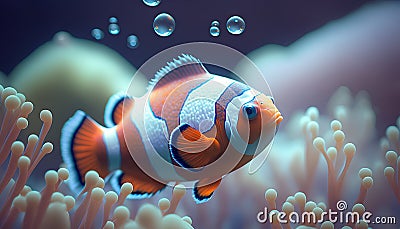 Clown anemonefish (Amphiprion bicinctus) in aquarium. Stock Photo