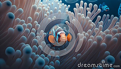 Clown anemonefish (Amphiprion percula) in anemone. Stock Photo