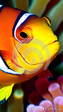 Clown anemonefish wallpapers for I pad, Notebook cover, I phone, tab mobile high quality images. Stock Photo