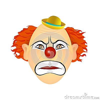 The clown in anger, rage, wrath. Vector illustration of flat design. Vector Illustration