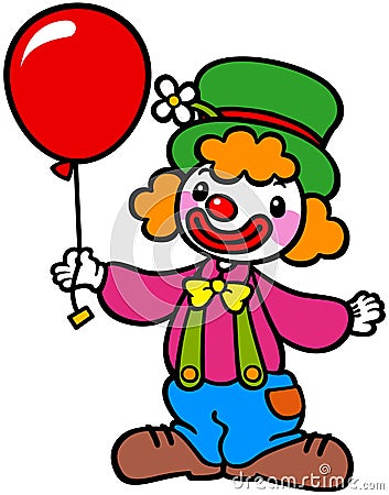 Clown with balloon Vector Illustration