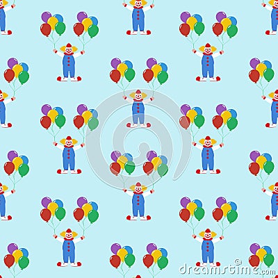 Clown with balloons pattern Vector Illustration