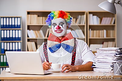 The clown businessman working in the office Stock Photo