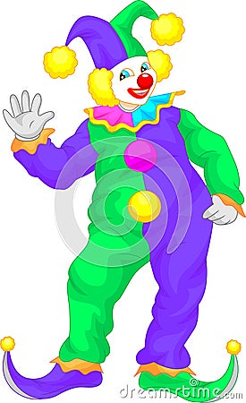 Clown cartoon waving Vector Illustration