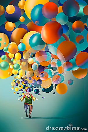 Clown with colorful balloons Cartoon Illustration