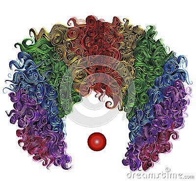 Clown colorful wig hair funny attire. Stock Photo