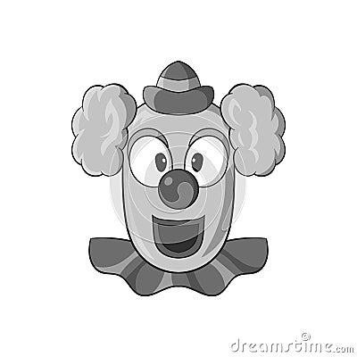 Clown face icon, black monochrome style Vector Illustration