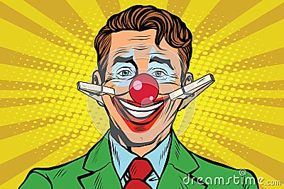 Clown face smile with clothespins Vector Illustration