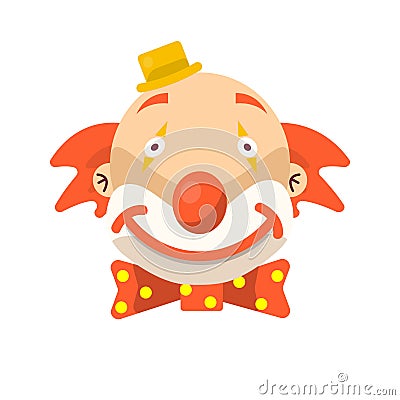 Clown face smile in wig and birthday cap. Vector icon of cartoon circus funny comic man Vector Illustration