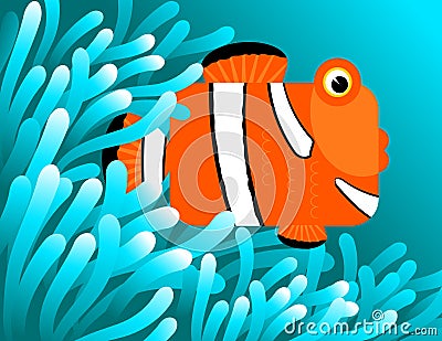Clown fish hiding Vector Illustration