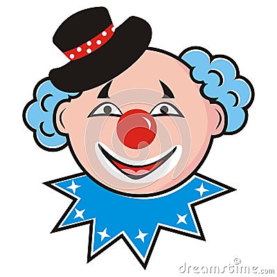 Clown, head of comedian. Clown with hat. Vector Illustration