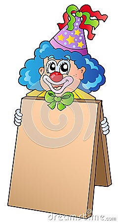 Clown holding information board Vector Illustration