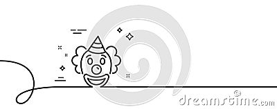 Clown line icon. Amusement park funnyman sign. Continuous line with curl. Vector Vector Illustration