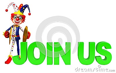 Clown with Musical instrument & joinus sign Cartoon Illustration