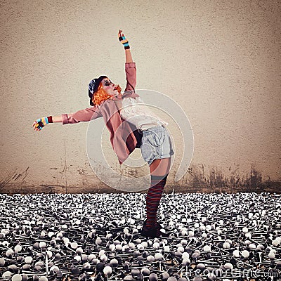 Clown on nails Stock Photo