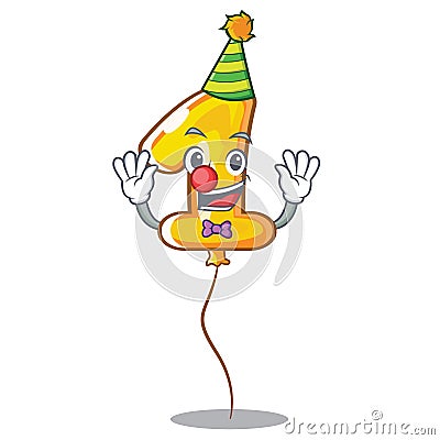 Clown number one balloon stickto cartoon door Vector Illustration