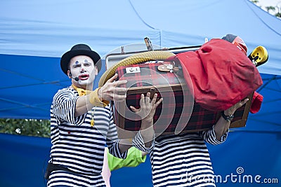 Clown during outdoor performance on Kids Day Editorial Stock Photo