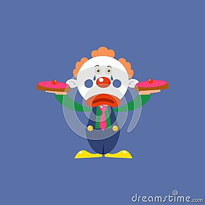Clown With Pies Vector Illustration