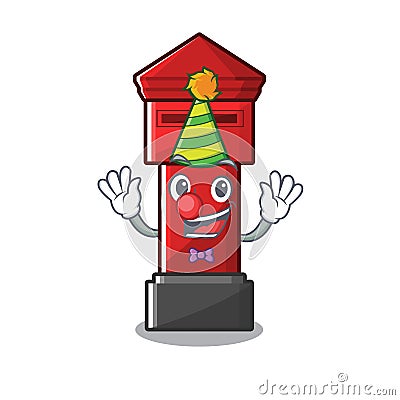 Clown pillar box on a cartoon highway Vector Illustration