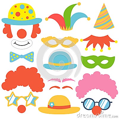 Clown props set Vector Illustration