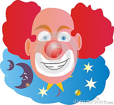 Clown with Red Hair Bald in Middle Stock Photo