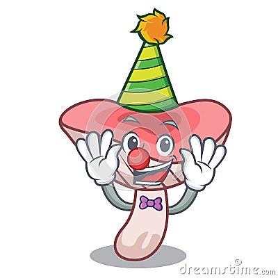 Clown russule mushroom mascot cartoon Vector Illustration