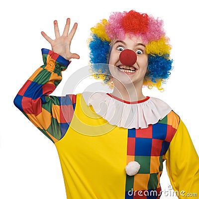 Clown saying hello Stock Photo