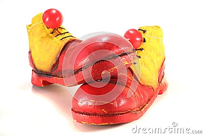 Clown shoes with clown noses Stock Photo