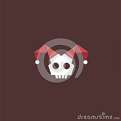 a clown skull vector wearing a clown hat Vector Illustration