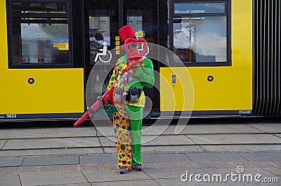 Clown standing on the street, Berlin, October 2015 Editorial Stock Photo