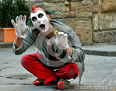 Clown street artist in Italy Editorial Stock Photo