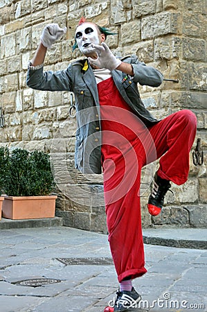 Clown street artist in Italy Editorial Stock Photo