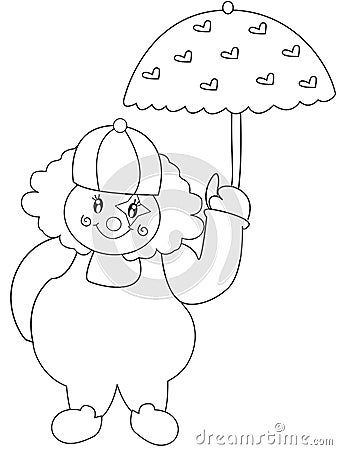 Clown with umbrella coloring page Stock Photo