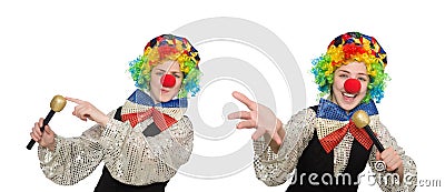 Clown in various poses isolated on white Stock Photo