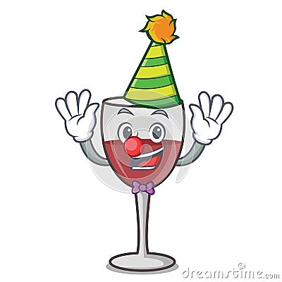 Clown wine mascot cartoon style Vector Illustration