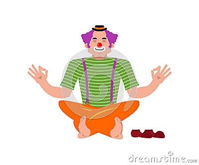 Clown yoga. yogi funnyman. harlequin relaxation and meditation. Vector illustration Vector Illustration