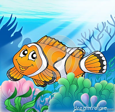 Clownfish with anemone Cartoon Illustration