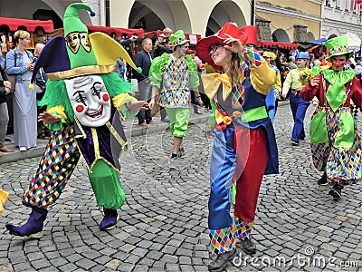 Clowns are marching at a carnival parade Editorial Stock Photo