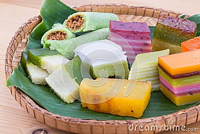 Clsoeup on Malaysia popular assorted sweet dessert kuih kueh Stock Photo