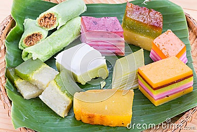 Clsoeup on Malaysia popular assorted sweet dessert kuih kueh Stock Photo