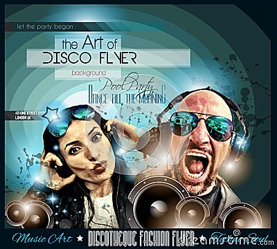 Club Disco Flyer Set with DJs and Colorful backgrounds Vector Illustration